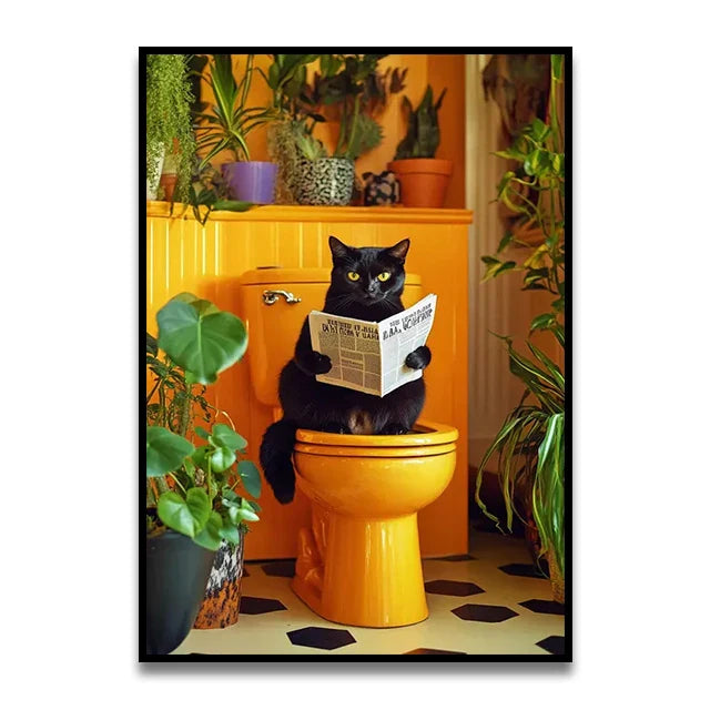 DecorBites™ Funny Cat Bathroom Wall Art