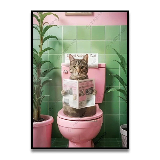 DecorBites™ Funny Cat Bathroom Wall Art