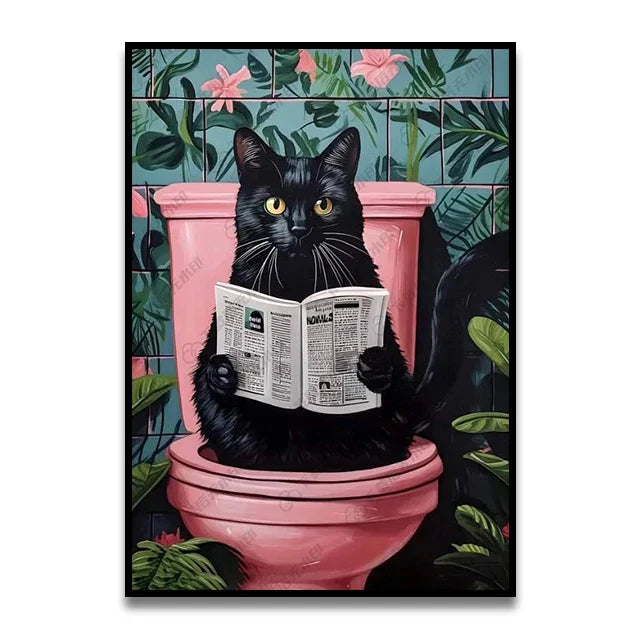 DecorBites™ Funny Cat Bathroom Wall Art