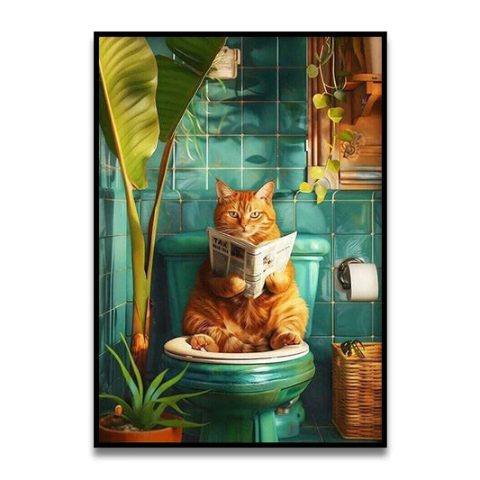 DecorBites™ Funny Cat Bathroom Wall Art Poster