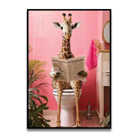 DecorBites™ Funny Cat Reading on Toilet Wall Art