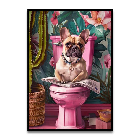 DecorBites™ Funny Cat Reading on Toilet Wall Art
