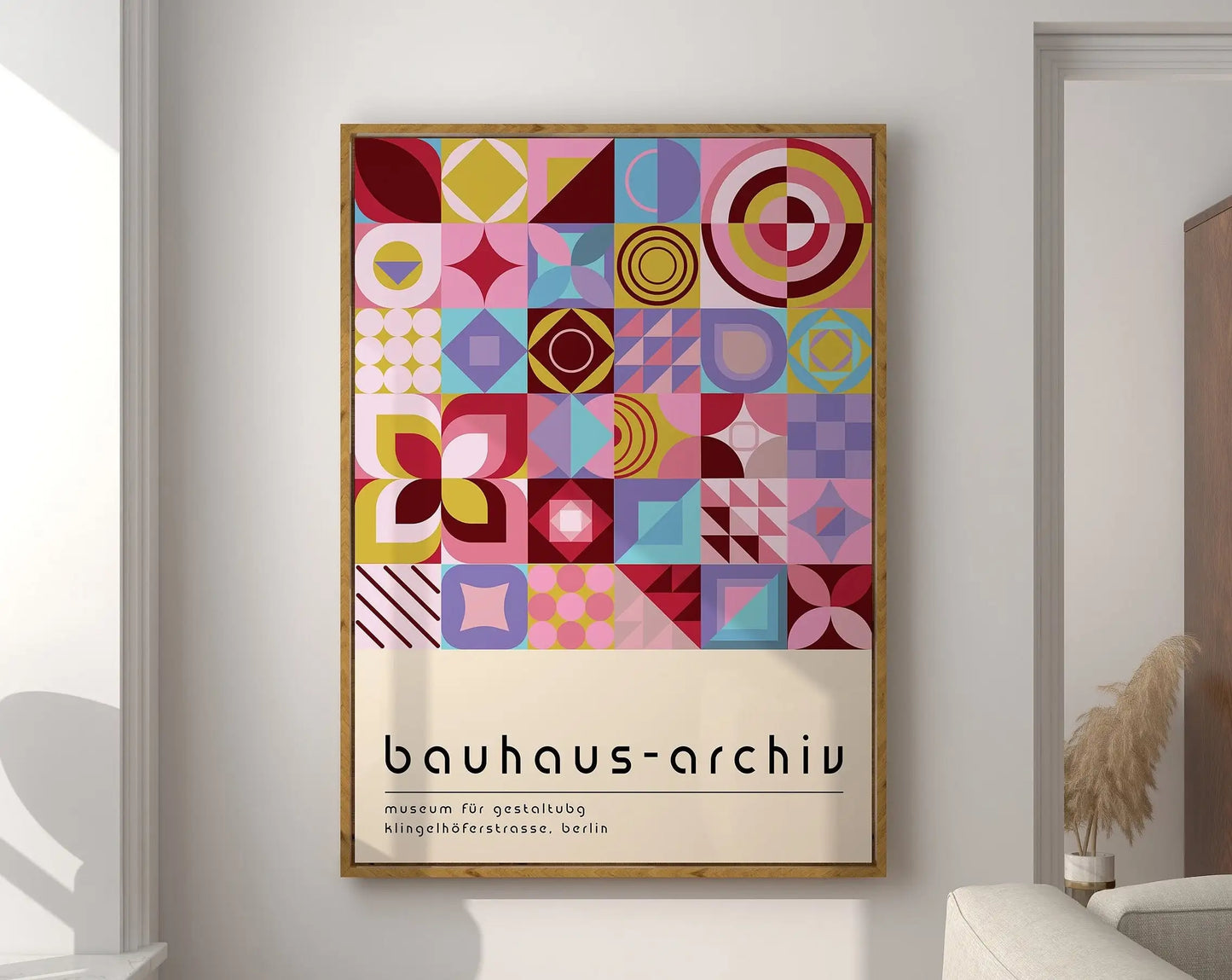 DecorBites™ Geometric Bauhaus Canvas Poster, Modern Retro Wall Art