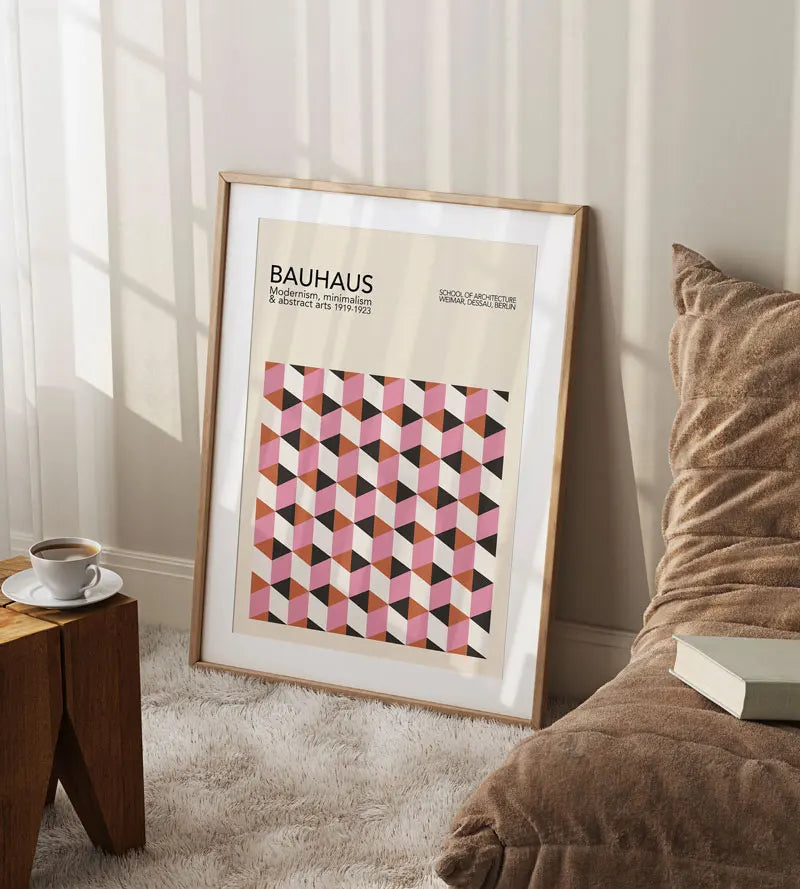 DecorBites™ Geometric Bauhaus Canvas Poster: Retro Mid-Century Decor