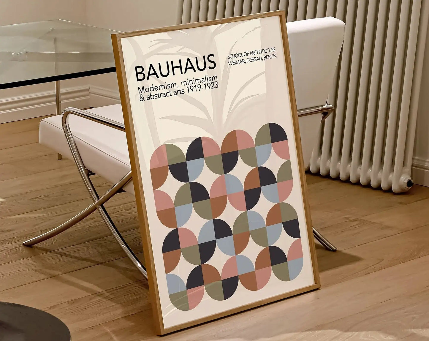 DecorBites™ Geometric Bauhaus Canvas Poster: Retro Mid-Century Decor