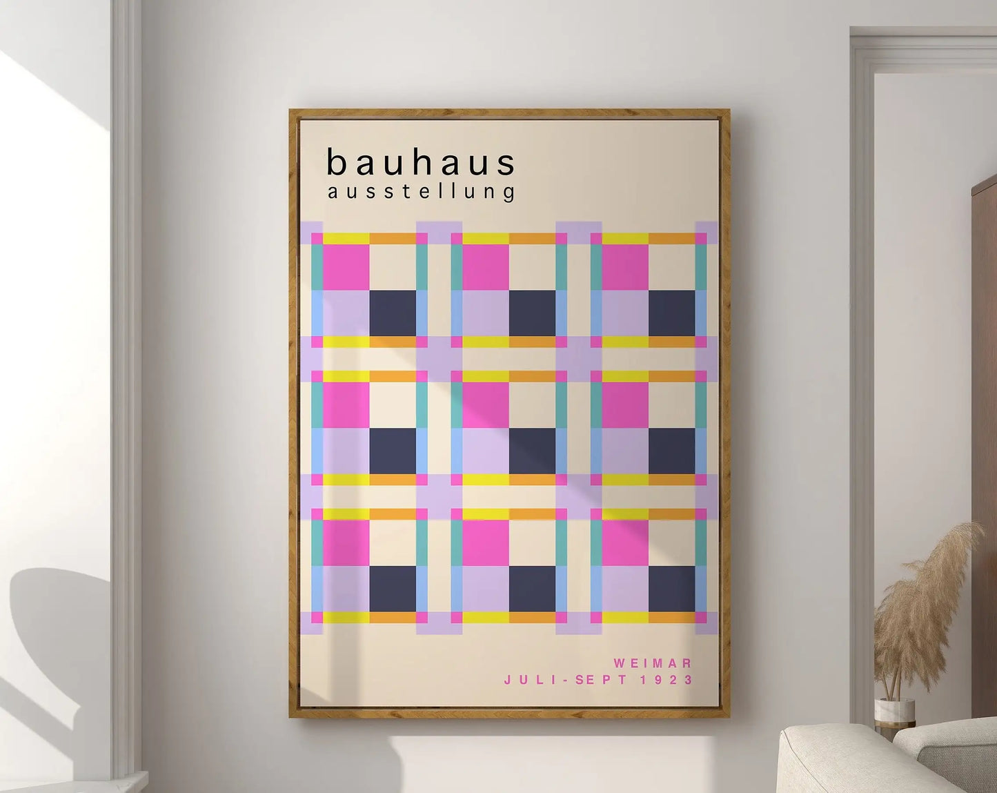 DecorBites™ Geometric Bauhaus Canvas Poster: Retro Mid-Century Decor