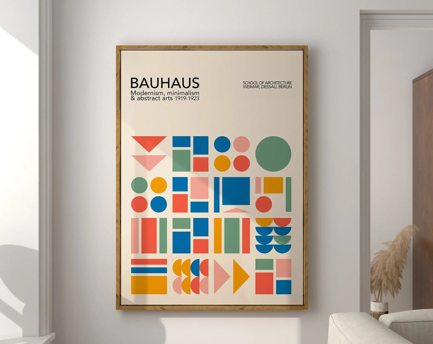 DecorBites™ Geometric Bauhaus Canvas Poster: Retro Mid-Century Decor