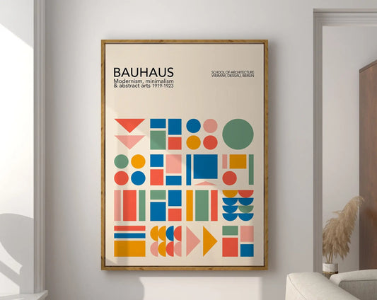 DecorBites™ Geometric Bauhaus Canvas Poster - Retro Mid-Century Wall Art