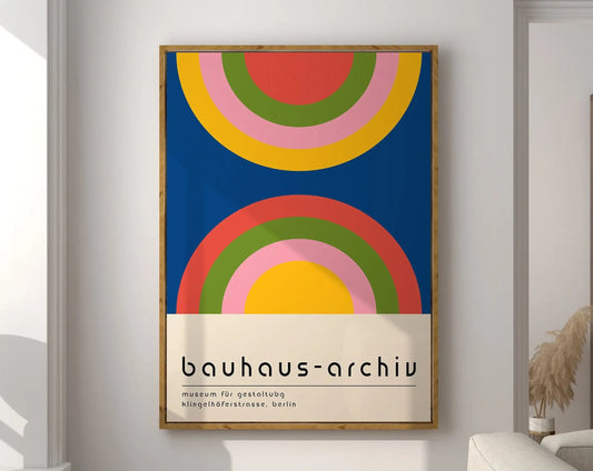 DecorBites™ Geometric Bauhaus Canvas Print for Retro Home
