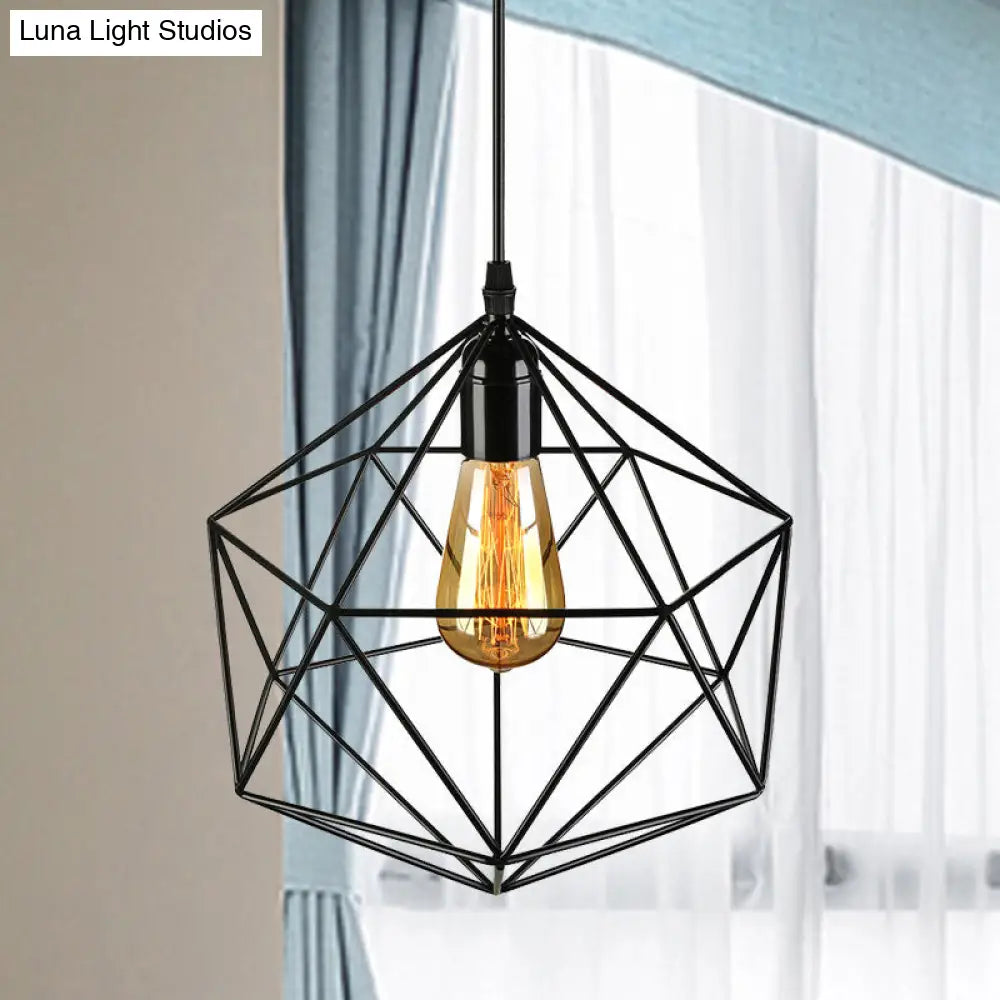 DecorBites™ Geometric Metal Pendant Light - Industrial Living Room Hanging Light in Black/White - 3 Sizes Available