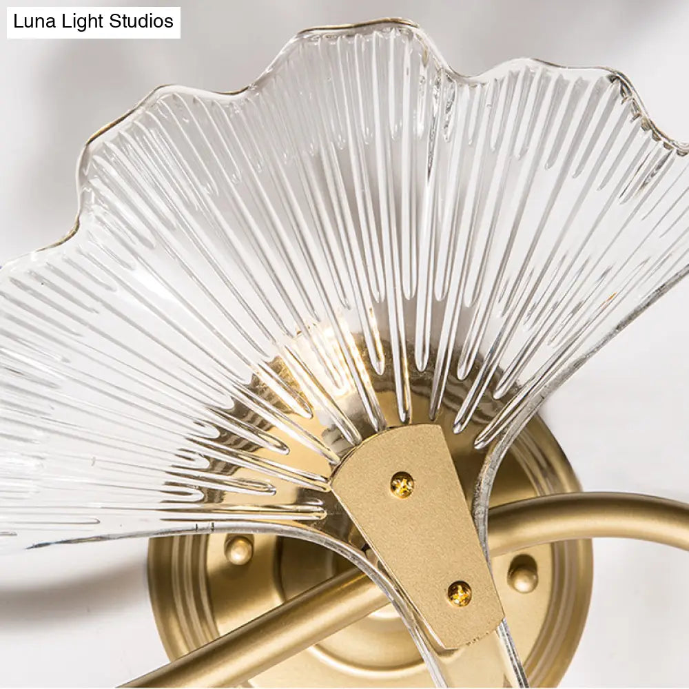 DecorBites™ Ginkgo Leaves Wall Light - Modern Decorative Clear Glass Sconce Lighting in Brass