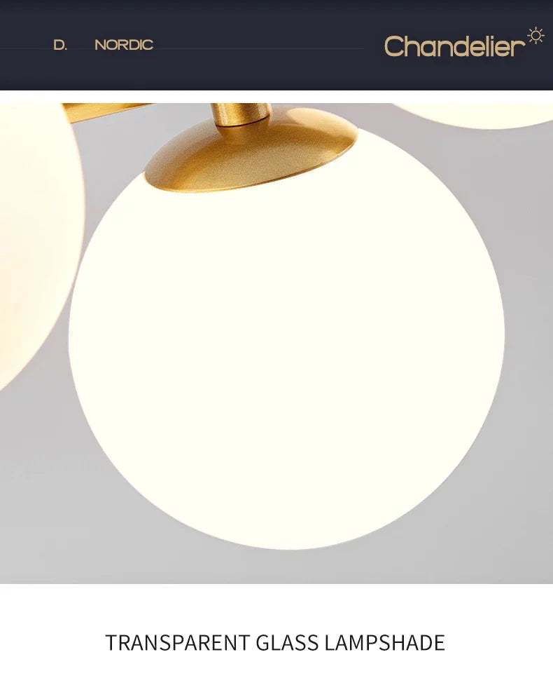 DecorBites™ Glass Ball Ceiling Chandelier for Home Lighting