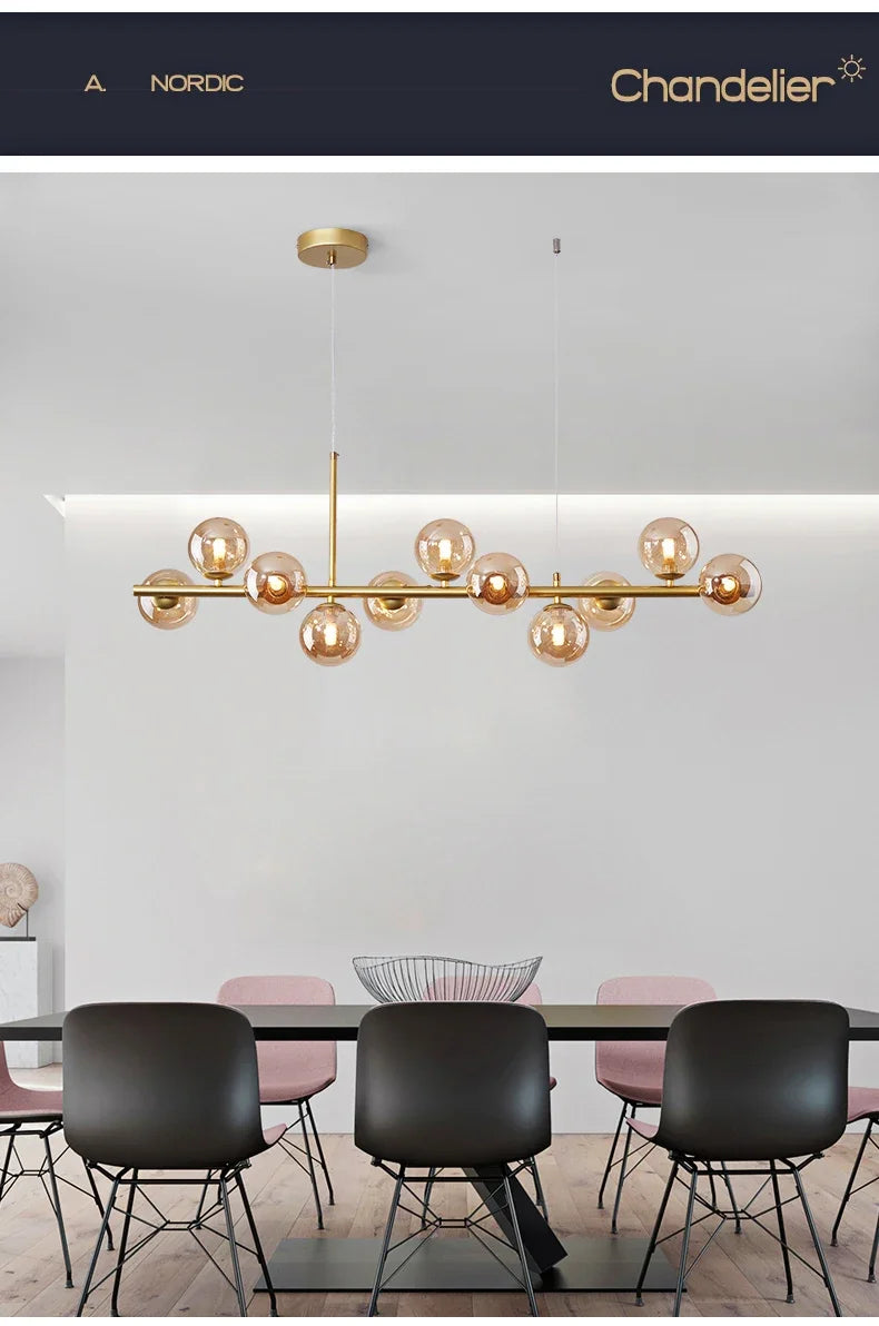 DecorBites™ Glass Ball Chandelier for Dining and Living Rooms