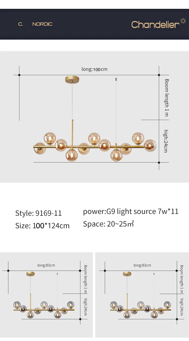 DecorBites™ Glass Ball Chandelier for Home Lighting