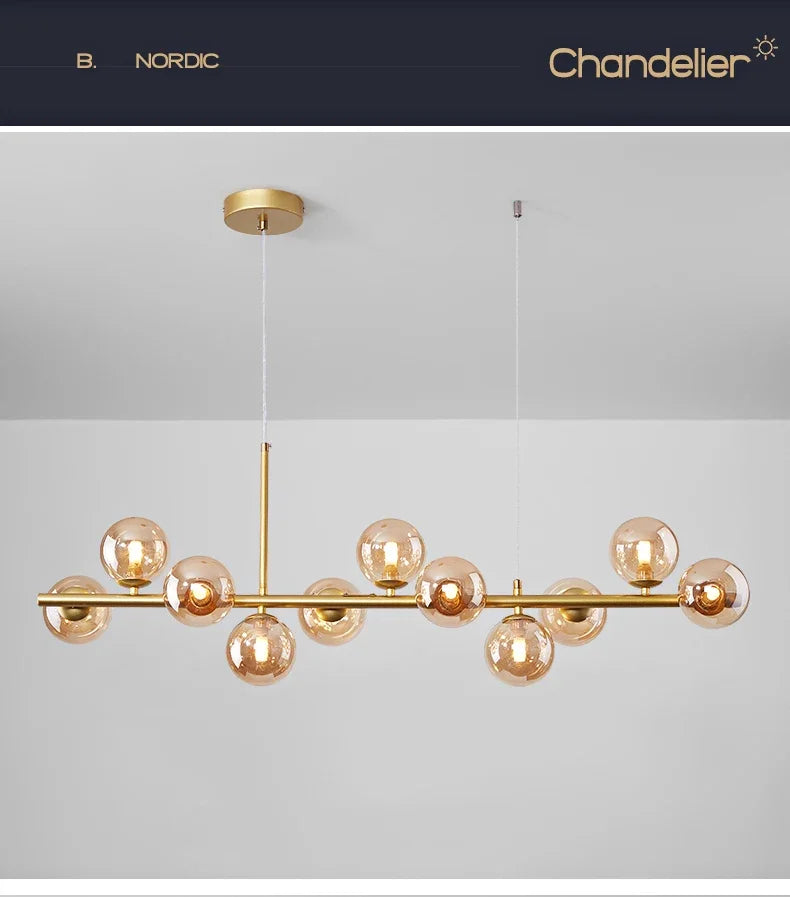 DecorBites™ Glass Ball Chandelier for Modern Home Lighting