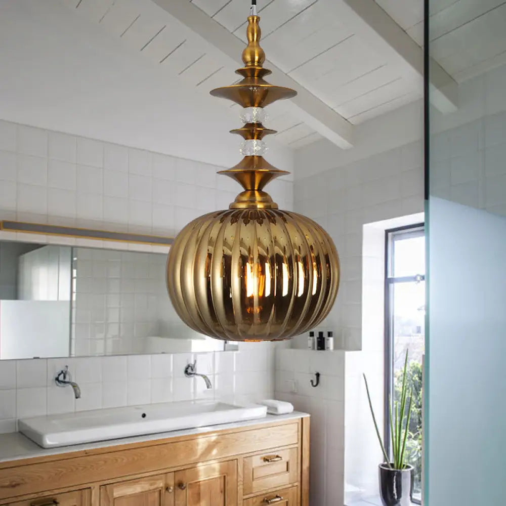 DecorBites™ Globe Glass Ceiling Lamp - Modern 1 Head Hanging Kit for Dining Room - Copper/Chrome/Gold Finish