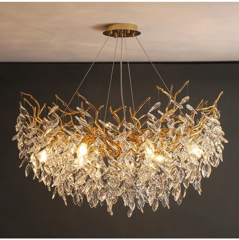 DecorBites™ Gold Crystal LED Chandeliers for Home Lighting