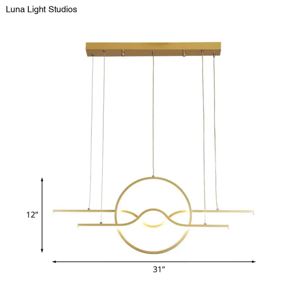 DecorBites™ Gold Island LED Pendant Light with Modern Wavy Design for Dining Area