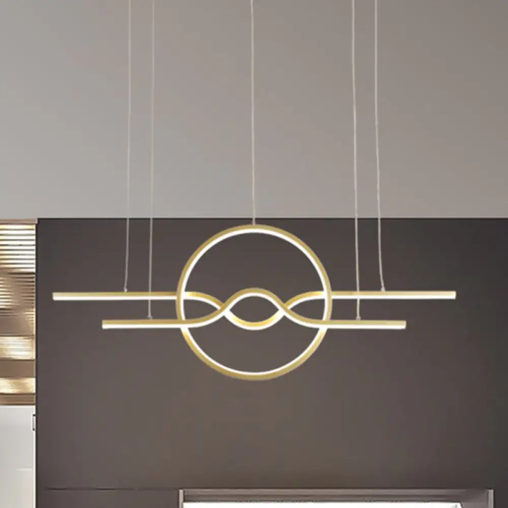 DecorBites™ Gold Island LED Pendant Light with Modern Wavy Design for Dining Area