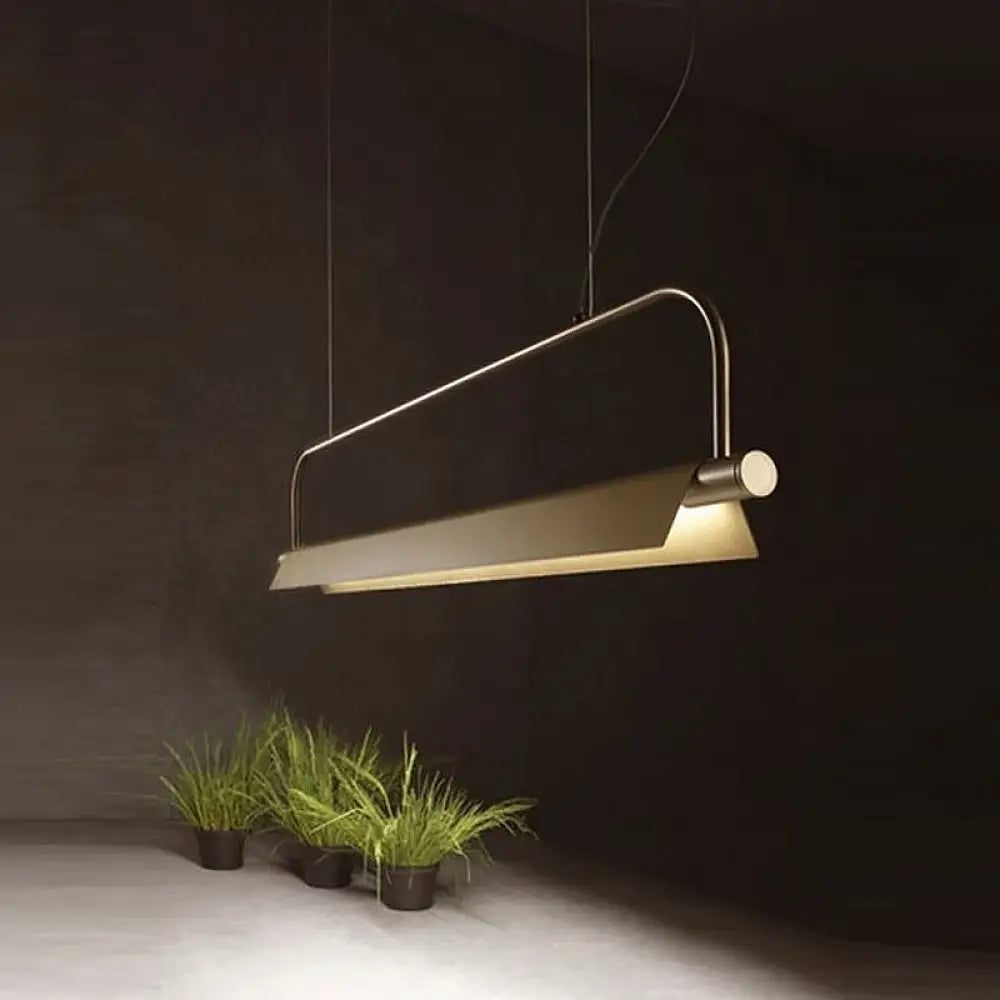 DecorBites™ Gold LED Island Light Fixture - Metallic Colonial Rectangle Design for Restaurants