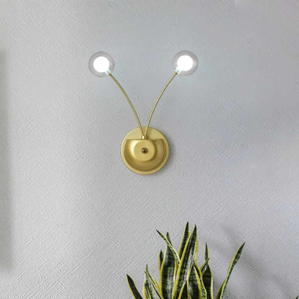 DecorBites™ Gold LED Wall Mounted Bedroom Wall Light with Clear Glass Shade - Set of 2 Bulbs