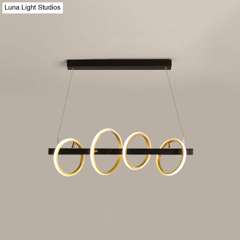 DecorBites™ Gold Metal Ceiling Pendant with Simple Circles Design - 4/5 Heads, Warm/White Light for Dining Room Island