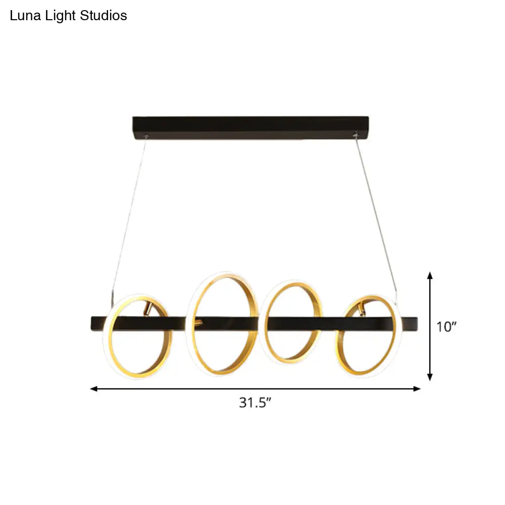 DecorBites™ Gold Metal Ceiling Pendant with Simple Circles Design - 4/5 Heads, Warm/White Light for Dining Room Island