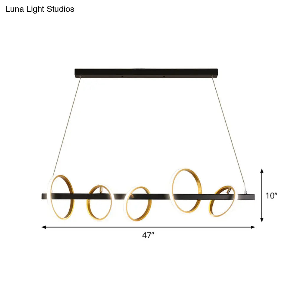 DecorBites™ Gold Metal Ceiling Pendant with Simple Circles Design - 4/5 Heads, Warm/White Light for Dining Room Island