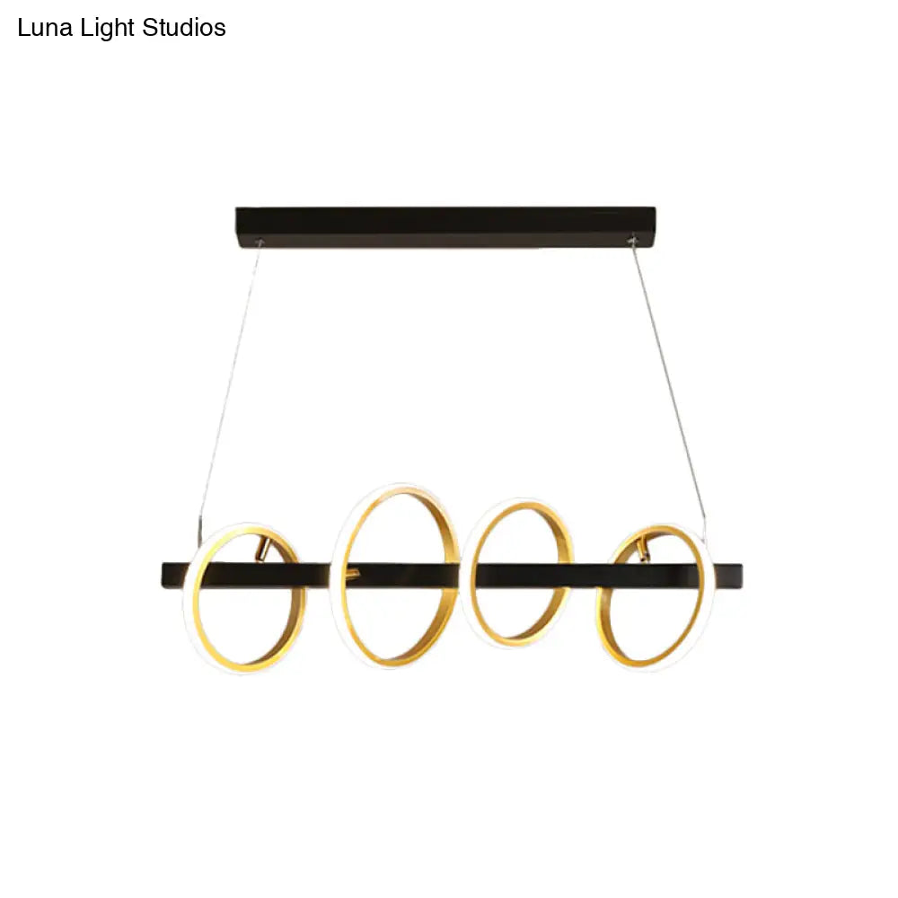 DecorBites™ Gold Metal Ceiling Pendant with Simple Circles Design - 4/5 Heads, Warm/White Light for Dining Room Island