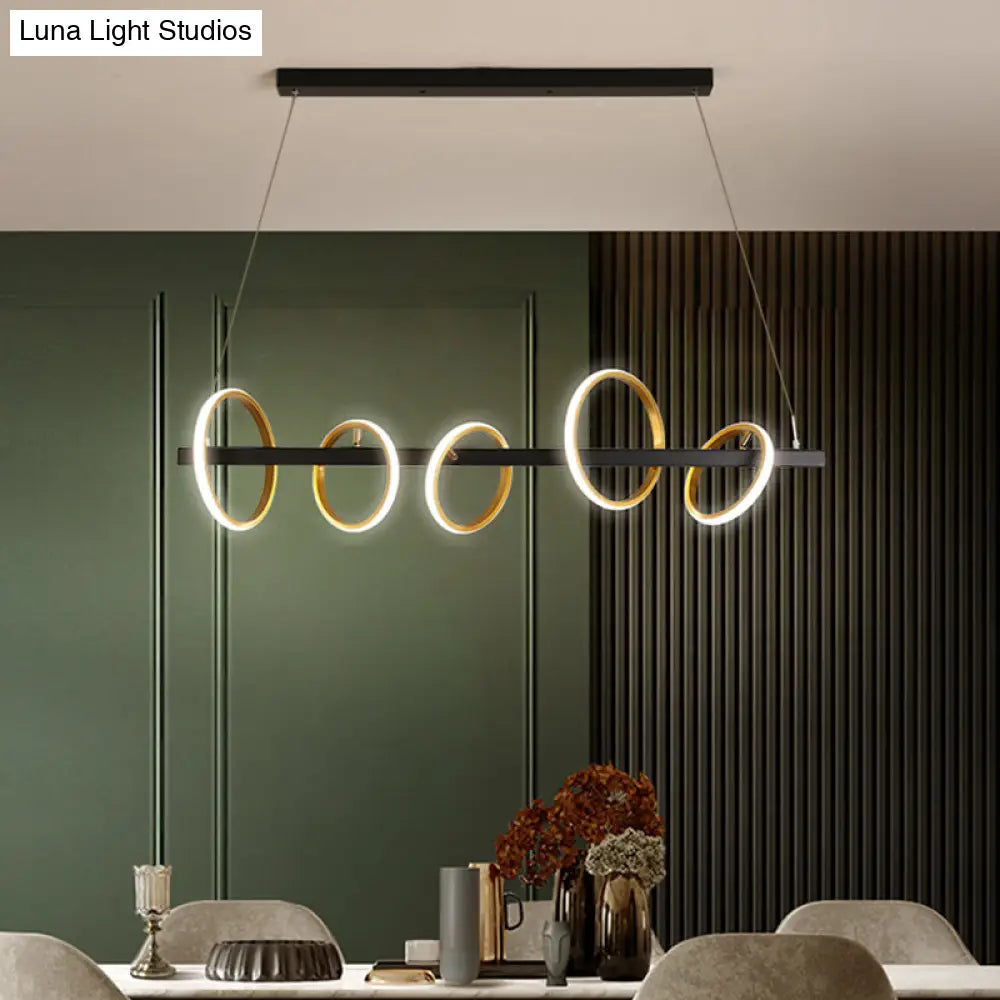 DecorBites™ Gold Metal Ceiling Pendant with Simple Circles Design - 4/5 Heads, Warm/White Light for Dining Room Island