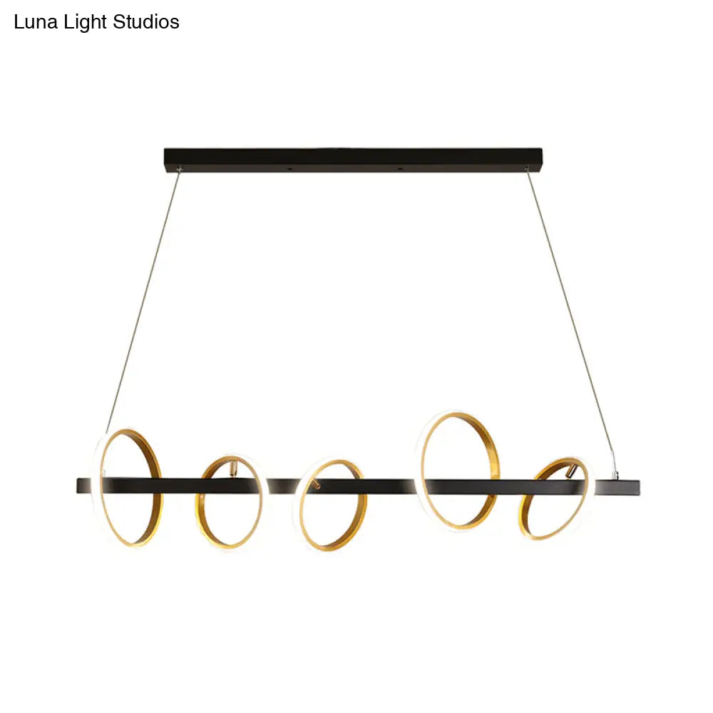 DecorBites™ Gold Metal Ceiling Pendant with Simple Circles Design - 4/5 Heads, Warm/White Light for Dining Room Island
