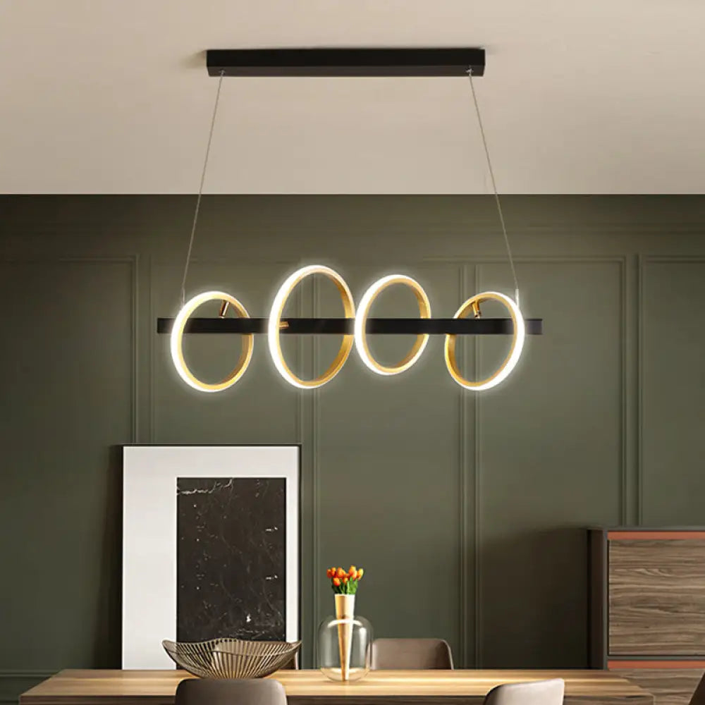 DecorBites™ Gold Metal Ceiling Pendant with Simple Circles Design - 4/5 Heads, Warm/White Light for Dining Room Island