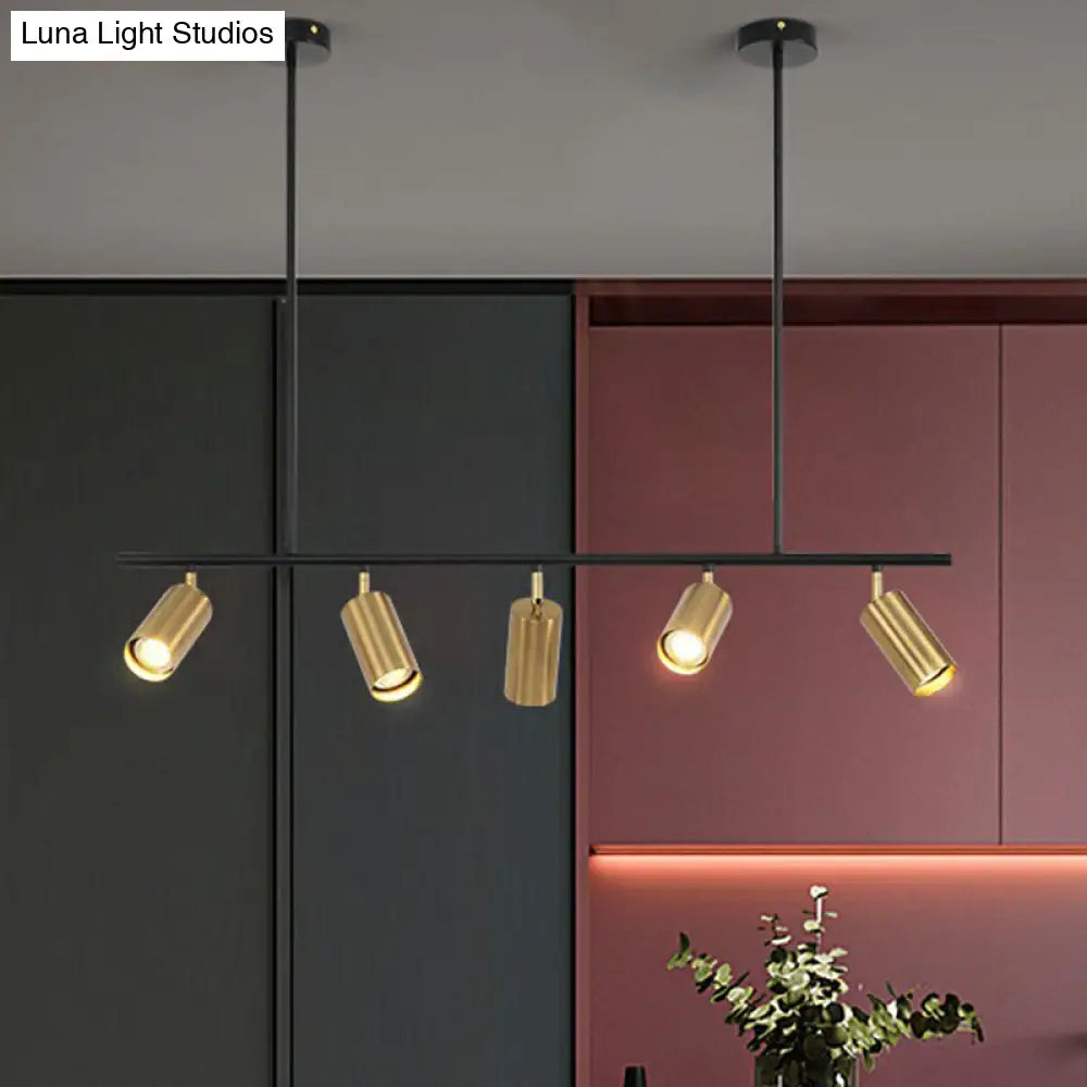 DecorBites™ Gold Metal Island Ceiling Light - Postmodern Electroplated Tube Spotlight for Dining Room