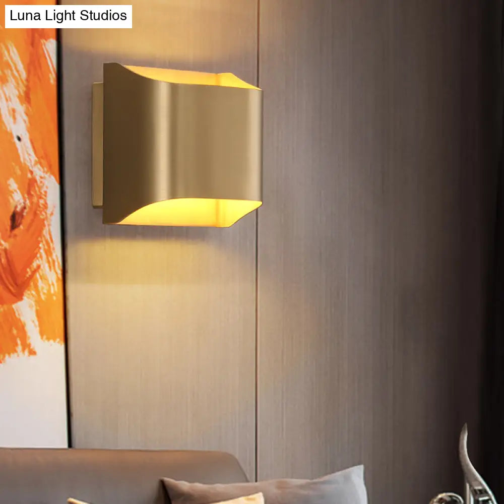 DecorBites™ Gold Metal LED Wall Light with Modern Cut Geometry – Ideal for Bedside Ambiance