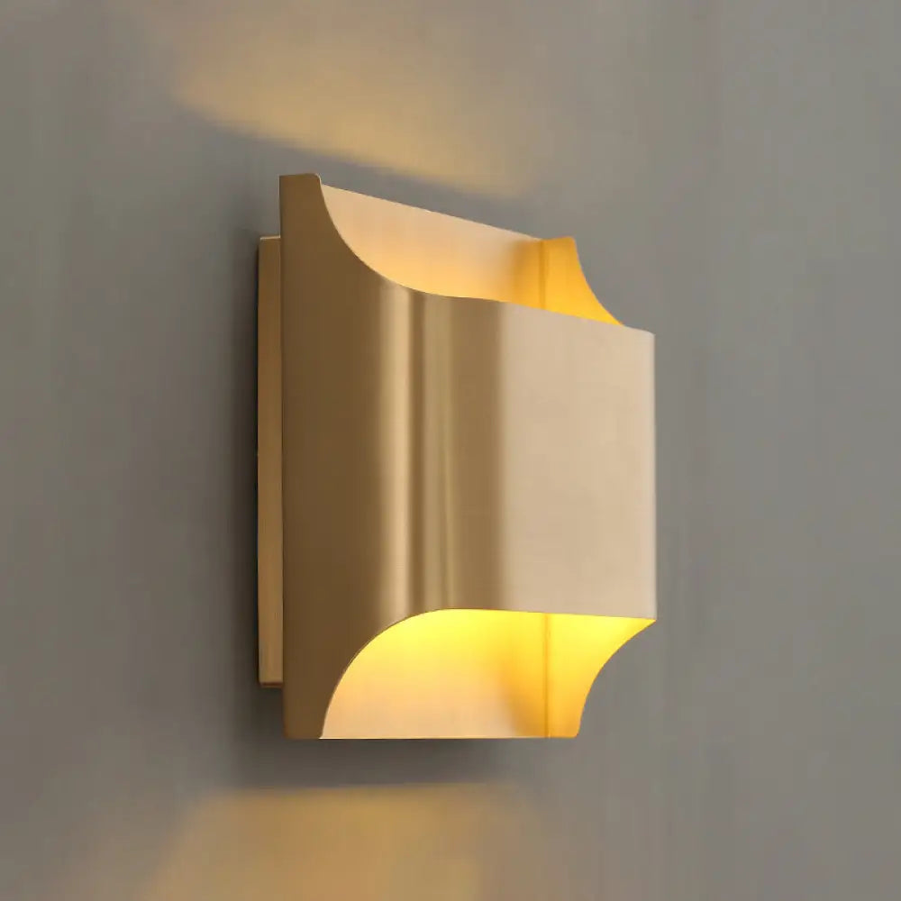 DecorBites™ Gold Metal LED Wall Light with Modern Cut Geometry – Ideal for Bedside Ambiance
