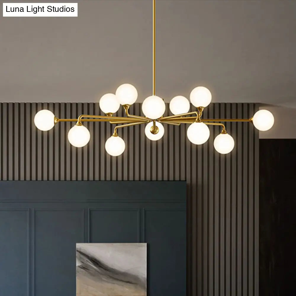 DecorBites™ Gold Metal Sputnik Pendant Lighting with White Glass Shades - Modernize Your Living Room with 6/9/12 Heads