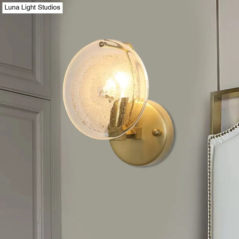 DecorBites™ Gold Metal Wall Sconce with Clear Glass Shade - Postmodern 1-Light Fixture