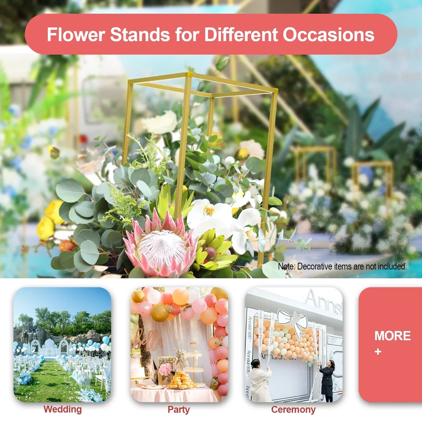 DecorBites™ Gold Metal Wedding Flower Stand Set