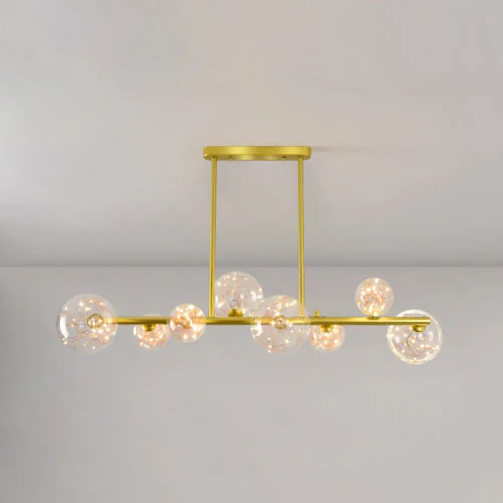 DecorBites™ Gold Mid-Century Pendant Light - Stylish Spherical Clear Glass Ceiling Fixture for Dining Table