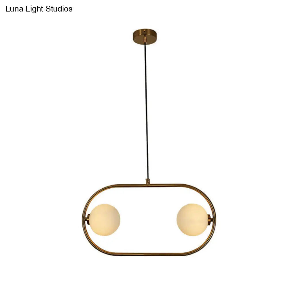 DecorBites™ Gold Modern Globe Hanging Chandelier with Frosted Glass, 2 Bulbs – Bedroom LED Pendant Light