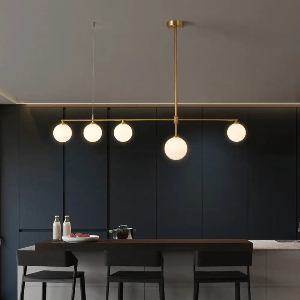 DecorBites™ Gold Opaline Glass Pendant Light for Dining Room | Simplicity Ball Island Fixture