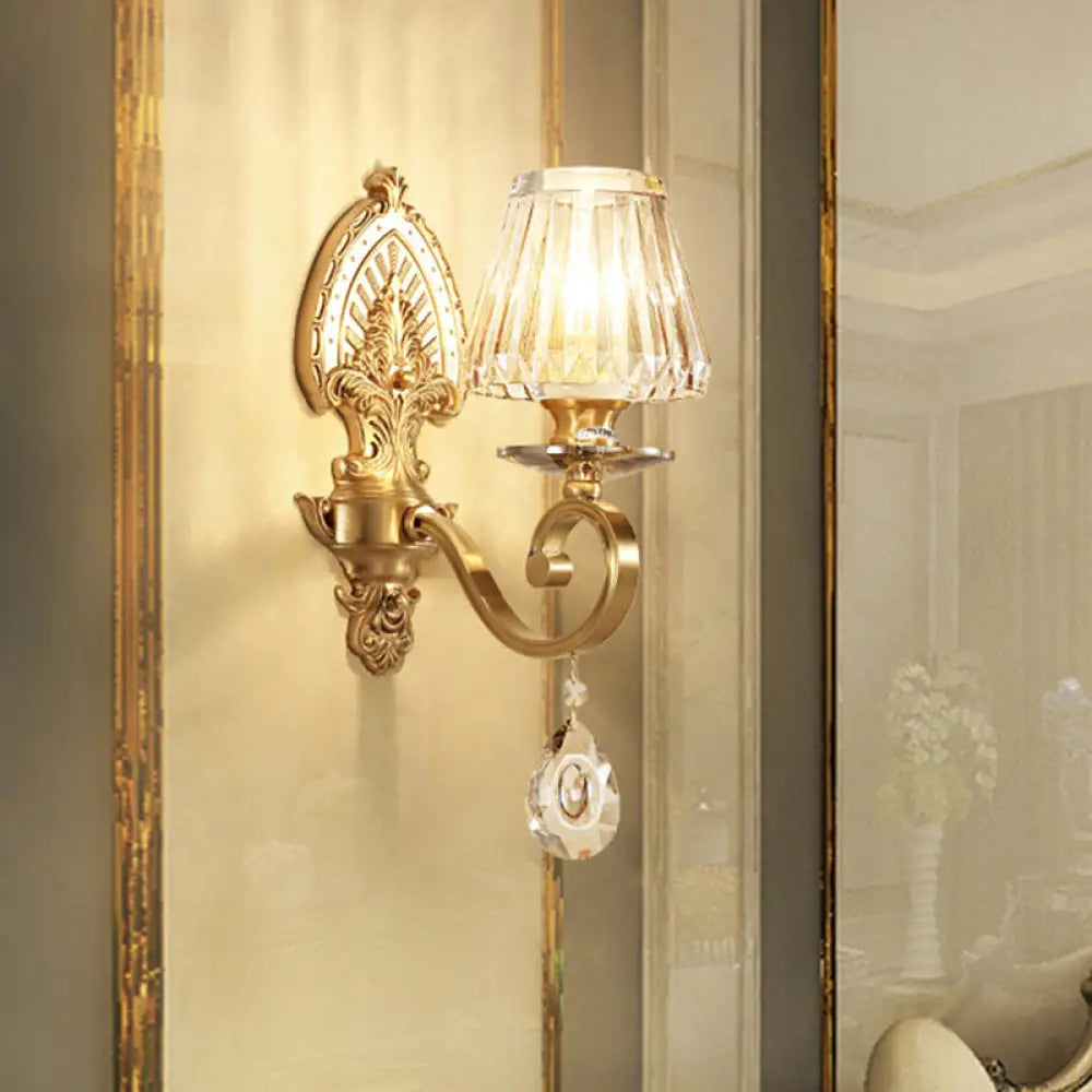 DecorBites™ Gold Prismatic Crystal Wall Sconce - Contemporary Bedroom Lighting
