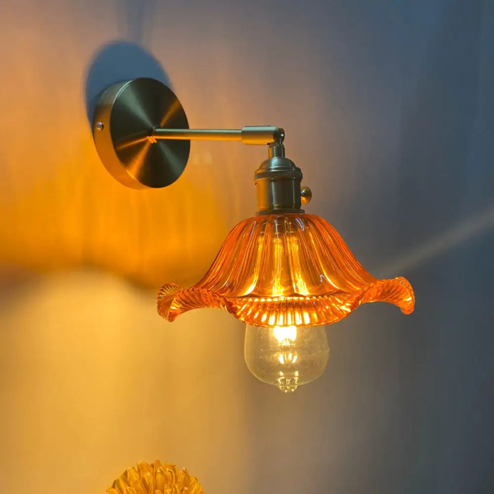 DecorBites™ Gold Rotatable Wall Sconce with Glass Shade - Bedroom Wall Lamp