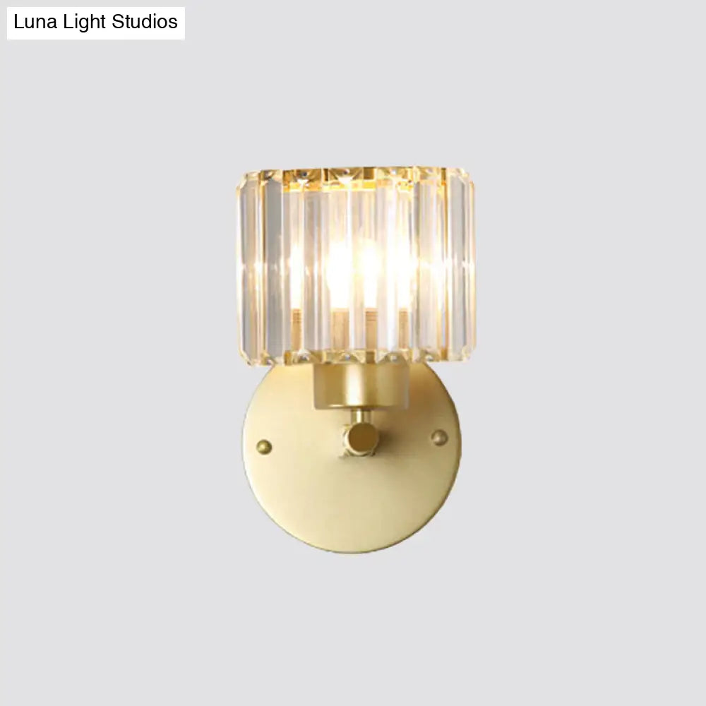 DecorBites™ Gold Wall Lamp with Prismatic Crystal Shade - Postmodern Style