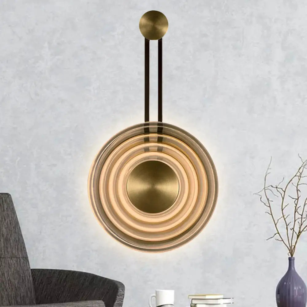 DecorBites™ Golden Bell Metal and Clear Glass LED Sconce - Elegant Living Room Wall Fixture