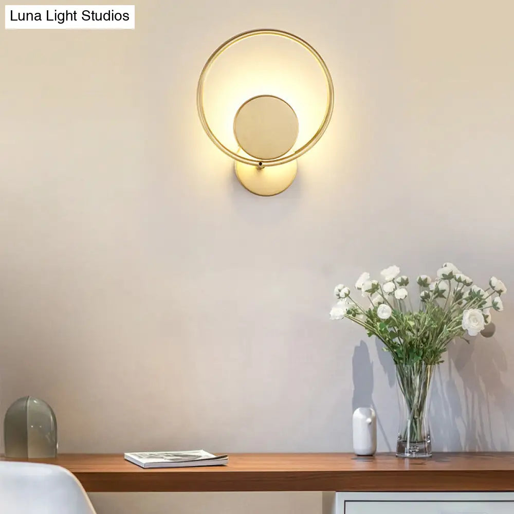 DecorBites™ Golden Metal LED Sconce: Stylish Round Wall Mounted Lamp for Bedrooms