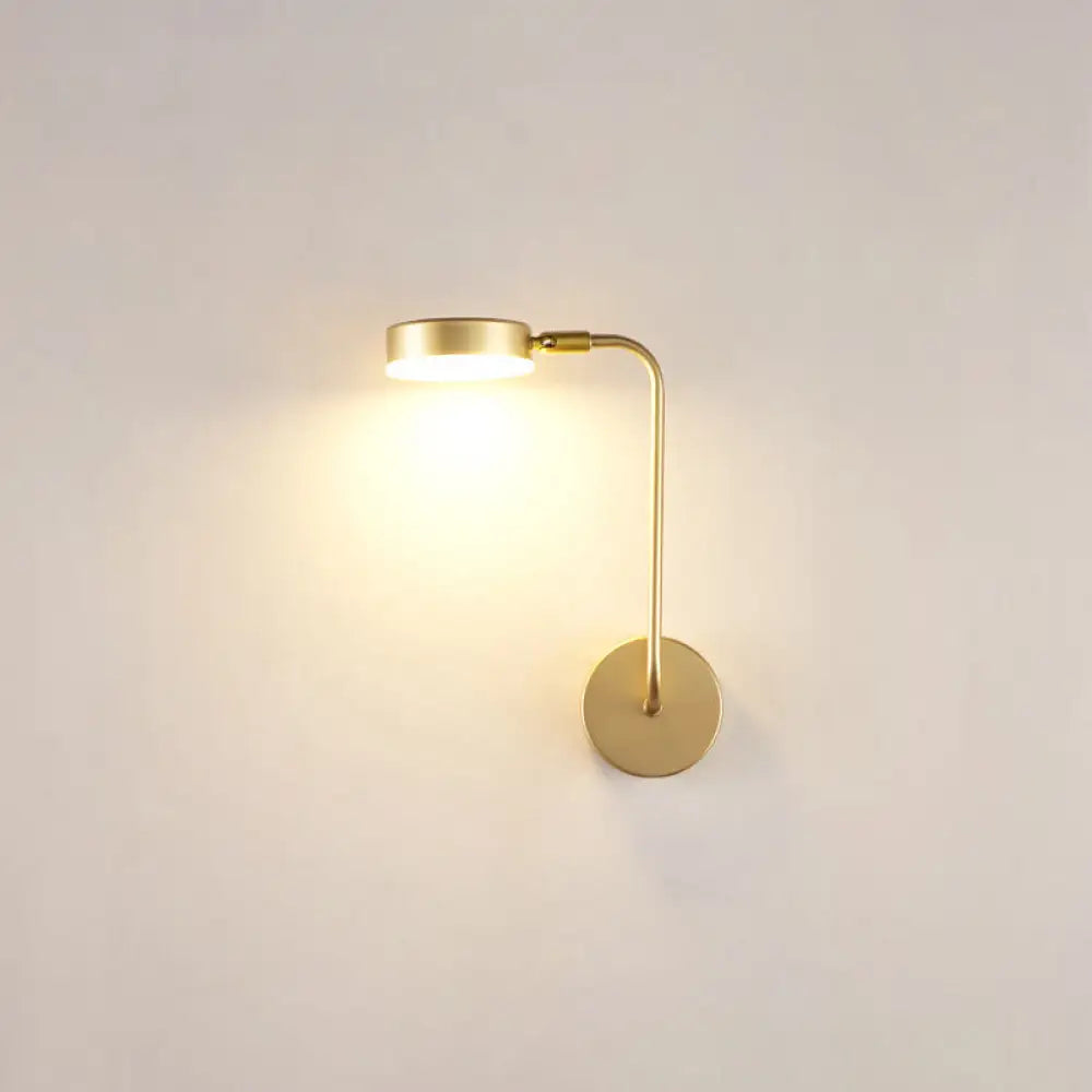 DecorBites™ Golden Metal LED Sconce: Stylish Round Wall Mounted Lamp for Bedrooms