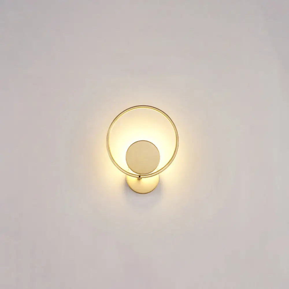 DecorBites™ Golden Metal LED Sconce: Stylish Round Wall Mounted Lamp for Bedrooms