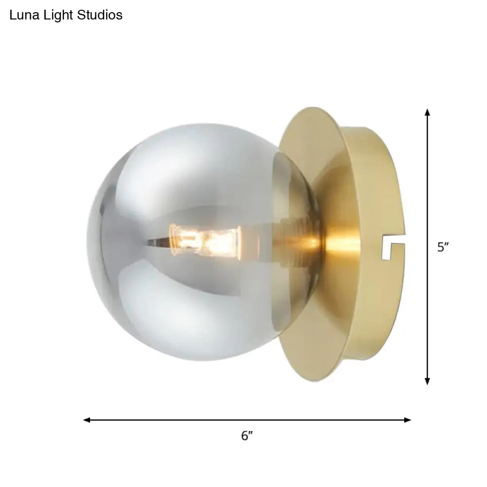 DecorBites™ Golden Wall Sconce Light with Smoky Grey Glass Shade - Simple & Elegant Single Bedroom Fixture