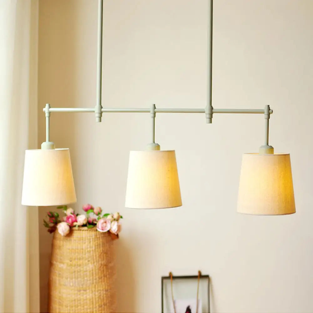 DecorBites™ Green Barrel Fabric Pendant Light - Traditional 3-Light Fixture for Dining Room Island Lighting